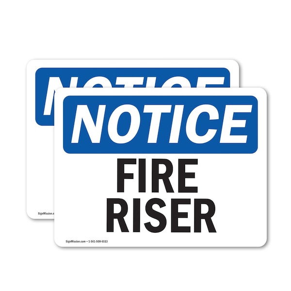 Signmission Fire Riser OSHA Notice Sign, Vinyl Decal, 7in W x 5in L, 2PK OS-2PACK-NS-D-57-L-12654 - main